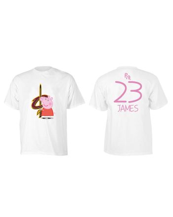 LeBron James 23 Cleveland Cavaliers Pig Print T-Shirt - White