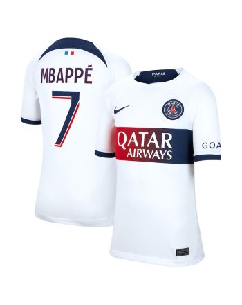 Kylian Mbappé 7 Paris Saint-Germain 2023/24 Away Youth Jersey - White