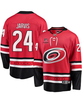 Seth Jarvis 24 Carolina Hurricanes Stanley Cup 2023 Playoffs Patch Home Breakaway Men Jersey - Red