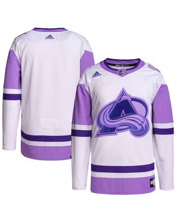 Colorado Avalanche Hockey Fights Cancer Primegreen Men Jersey - White/Purple