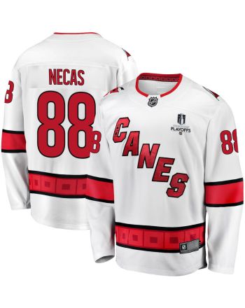 Martin Necas 88 Carolina Hurricanes Stanley Cup 2023 Playoffs Patch Away Breakaway Men Jersey - White