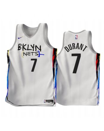 Kevin Durant 2022-23 Brooklyn Nets White 7 City Edition Jersey - Men Jersey