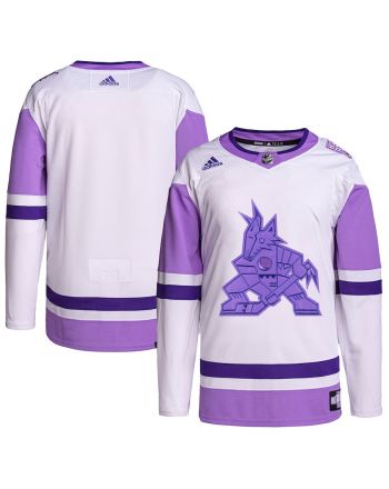 Arizona Coyotes Hockey Fights Cancer Primegreen Men Jersey - White/Purple
