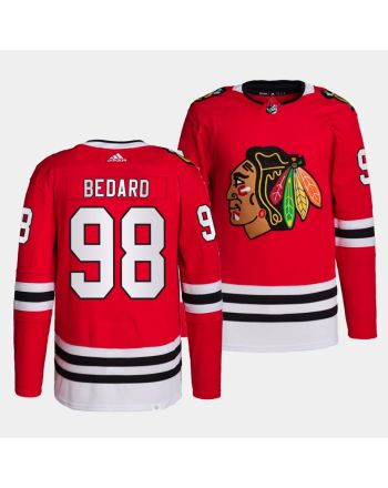 Connor Bedard #98 Chicago Blackhawks 2023 NHL Draft Home Men Jersey - Red