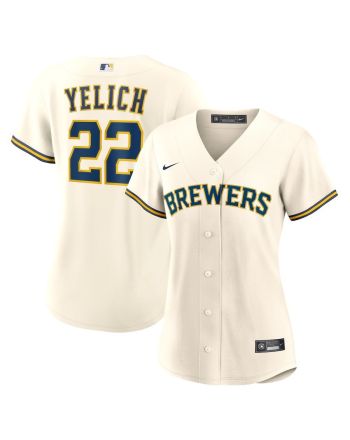 Christian Yelich 22 Milwaukee Brewers Women's Home Player Jersey - Cream
