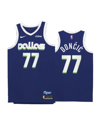 Luka Doncic 77 2022-23 Dallas Mavericks Navy City Edition Men Jersey