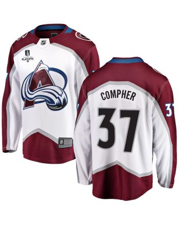 J.T. Compher 37 Colorado Avalanche Stanley Cup 2023 Playoffs Patch Away Breakaway Men Jersey - White