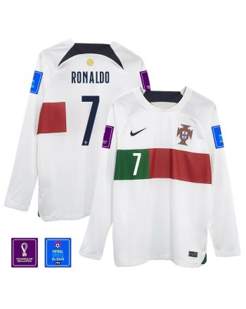 Cristiano Ronaldo 7 Portugal 2022-23 Away Men Long Sleeve Jersey National Team World Cup Qatar Patch