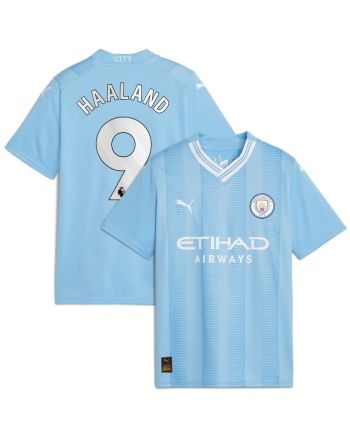 Erling Haaland 9 Manchester City 2023/24 Home Jersey - Sky Blue, Youth