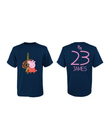 LeBron James 23 Cleveland Cavaliers Pig Print T-Shirt - Navy