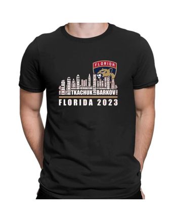 Florida Panthers Skyline Players Name 2023 T-Shirt - Black