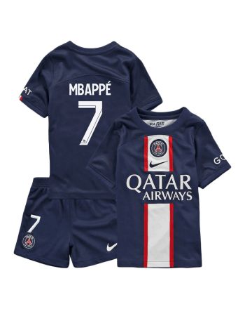 Kylian Mbappé 7 Paris Saint-Germain Home Kit 2022-23 Youth Jersey - Blue