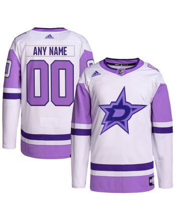 Dallas Stars Hockey Fights Cancer Primegreen Custom Men Jersey - White/Purple