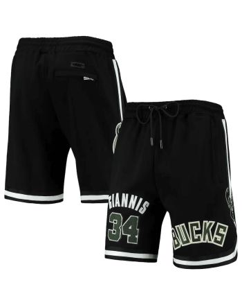Giannis Antetokounmpo 34 Milwaukee Bucks Team Black Player Shorts - Men
