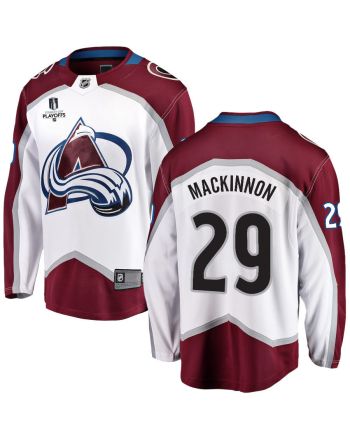 Nathan MacKinnon 29 Colorado Avalanche Stanley Cup 2023 Playoffs Patch Away Breakaway Men Jersey - White