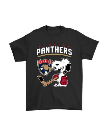 Florida Panthers Ice Hockey Broken Teeth Snoopy T-Shirt - Black