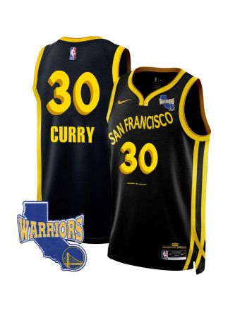 Stephen Curry 30 Golden State Warriors California Patch 2023/24 City Edition Swingman Jersey - Black