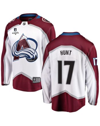 Brad Hunt 17 Colorado Avalanche Stanley Cup 2023 Playoffs Patch Away Breakaway Men Jersey - White