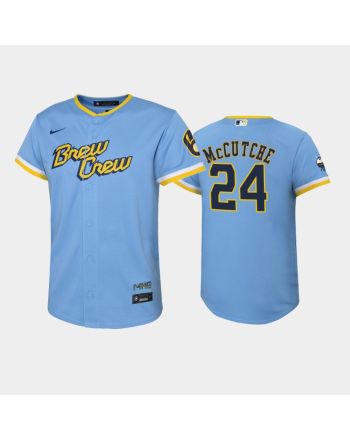 2022-23 City Connect Youth Milwaukee Brewers Andrew McCutchen 24 Andrew McCutchen Jersey - Powder Blue