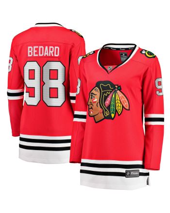 Connor Bedard 98 Chicago Blackhawks Women's 2023 NHL Draft Home Breakaway Jersey - Red