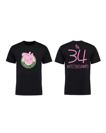 Giannis Antetokounmpo 34 Milwaukee Bucks Pig Print T-Shirt - Black