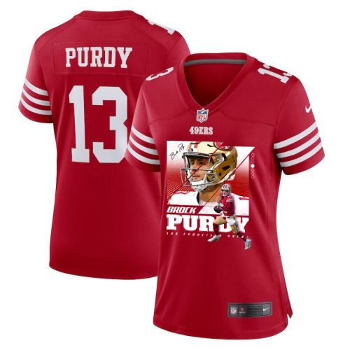 Brock Purdy 13 San Francisco 49ers Signed Glass Women Game Jersey - Scarlet