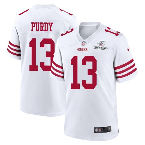 Brock Purdy 13 San Francisco 49ers 2024 Divisional Patch Game Men Jersey - White