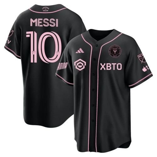 Lionel Messi Inter Miami Baseball Cool Base Jersey - Stitched Men Jersey - Black