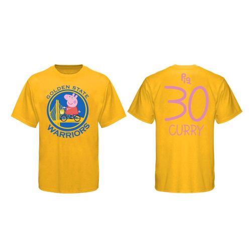 Stephen Curry 30 Golden State Warriors Pig Print T-Shirt - Yellow