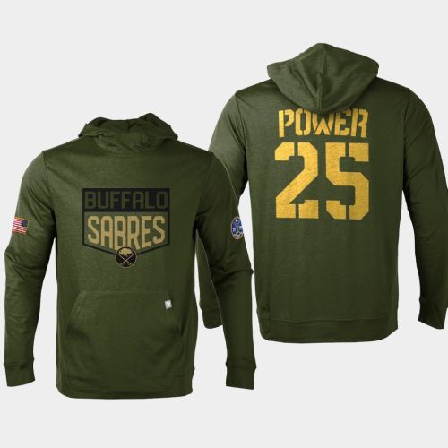 Buffalo Sabres 25 Owen Power 2022 Salute to Service Olive Pullover Hoodie