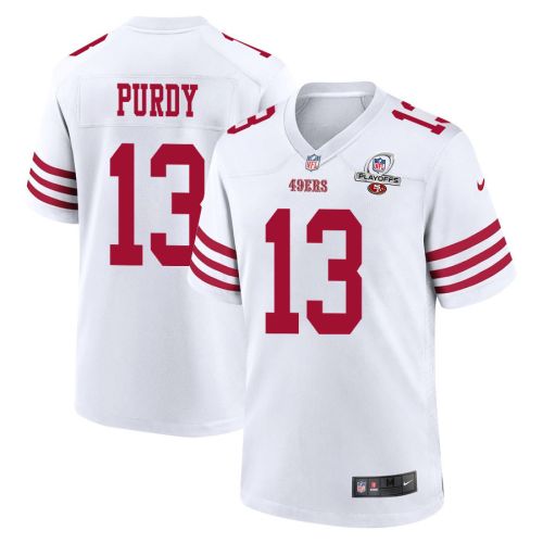 Brock Purdy 13 San Francisco 49ers 2023 Playoffs Patch Game Men Jersey - White