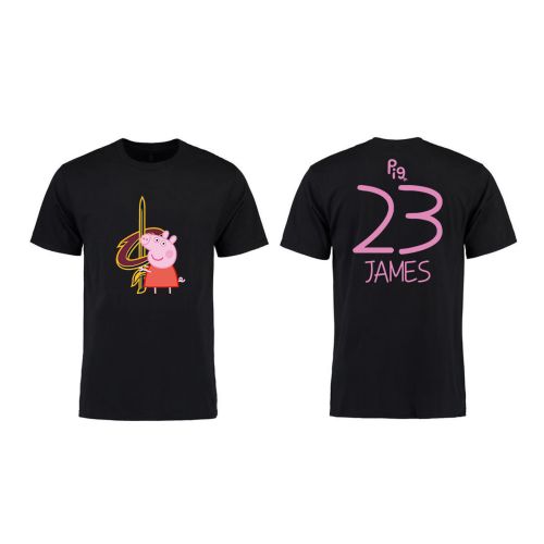 LeBron James 23 Cleveland Cavaliers Pig Print T-Shirt - Black