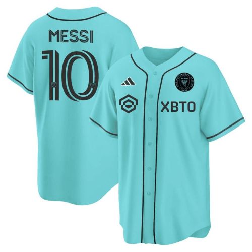 Lionel Messi Inter Miami Baseball Cool Base Jersey - Stitched Men Jersey - Tourquise