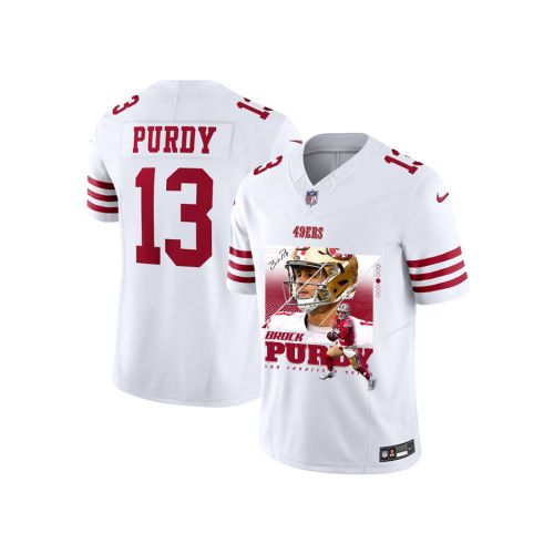 Brock Purdy 13 San Francisco 49ers Signed Glass Game YOUTH Jersey - White