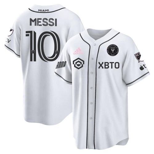 Lionel Messi Inter Miami Baseball Cool Base Jersey - Stitched Men Jersey - White