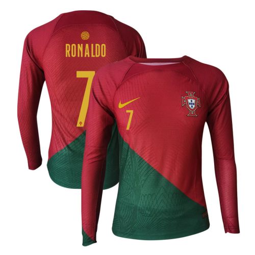 Cristiano Ronaldo 7 Portugal 2022-23 Home Men Long Sleeve Jersey National Team World Cup Qatar