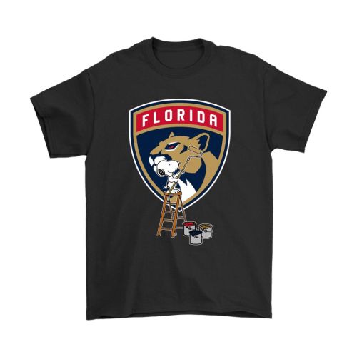 Snoopy Paints The Florida Panthers Logo T-Shirt - Black