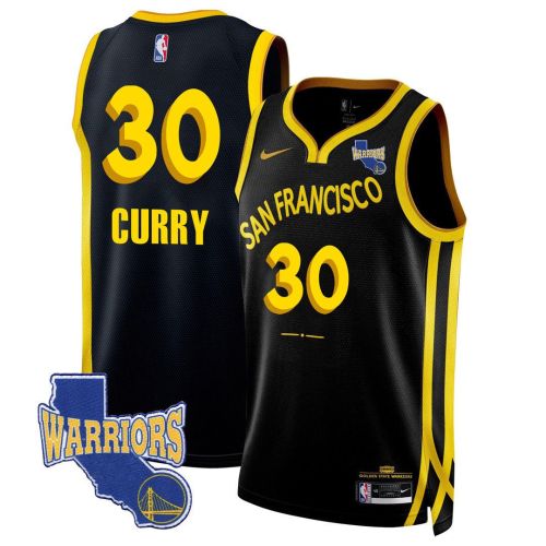 Stephen Curry 30 Golden State Warriors California Patch 2023/24 City Edition Swingman Jersey - Black