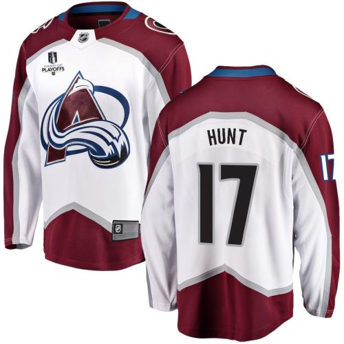 Brad Hunt 17 Colorado Avalanche Stanley Cup 2023 Playoffs Patch Away Breakaway Men Jersey - White